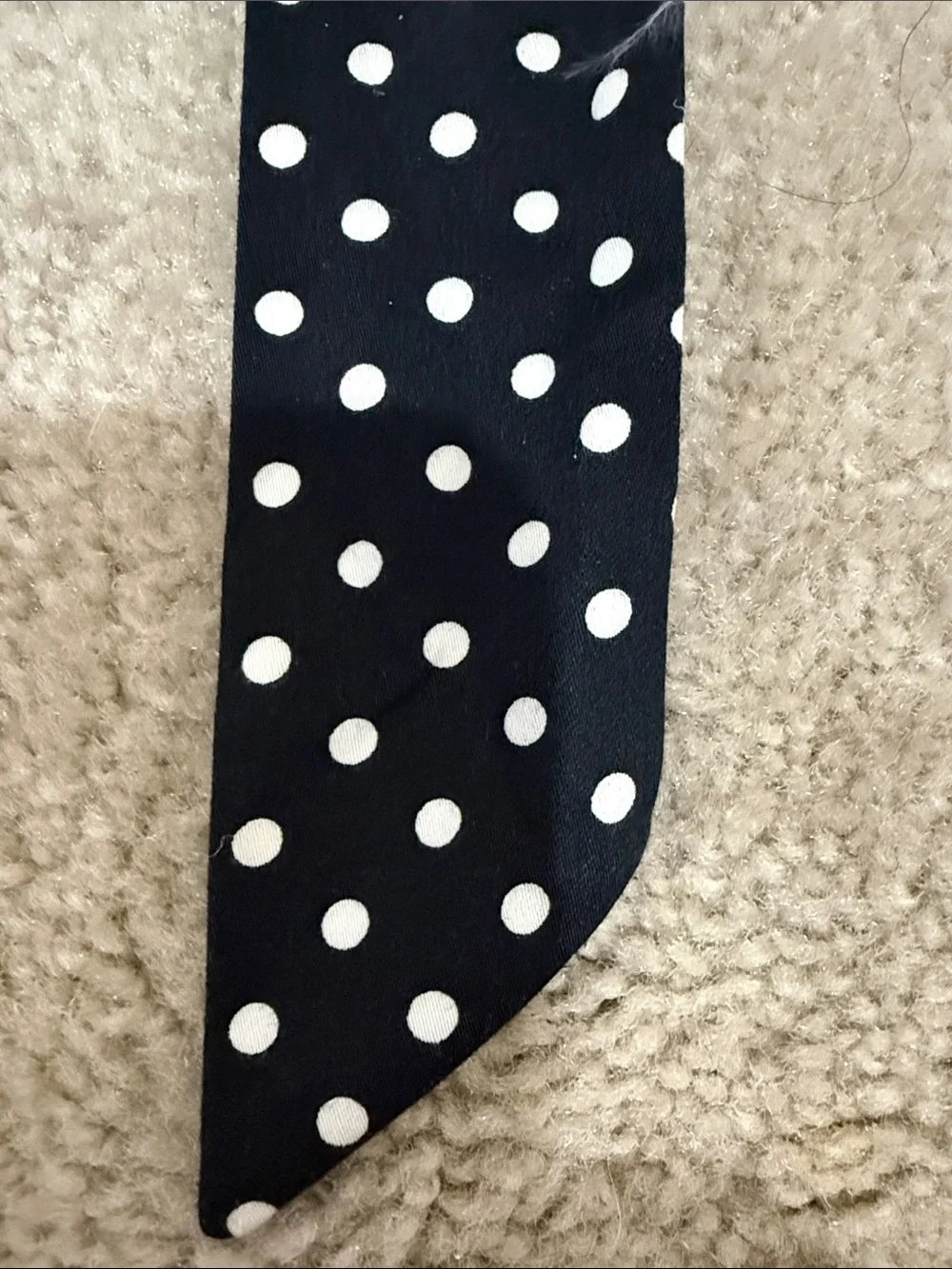 Black and White Polka Dot Hair Scarf - Women Accessories / belt